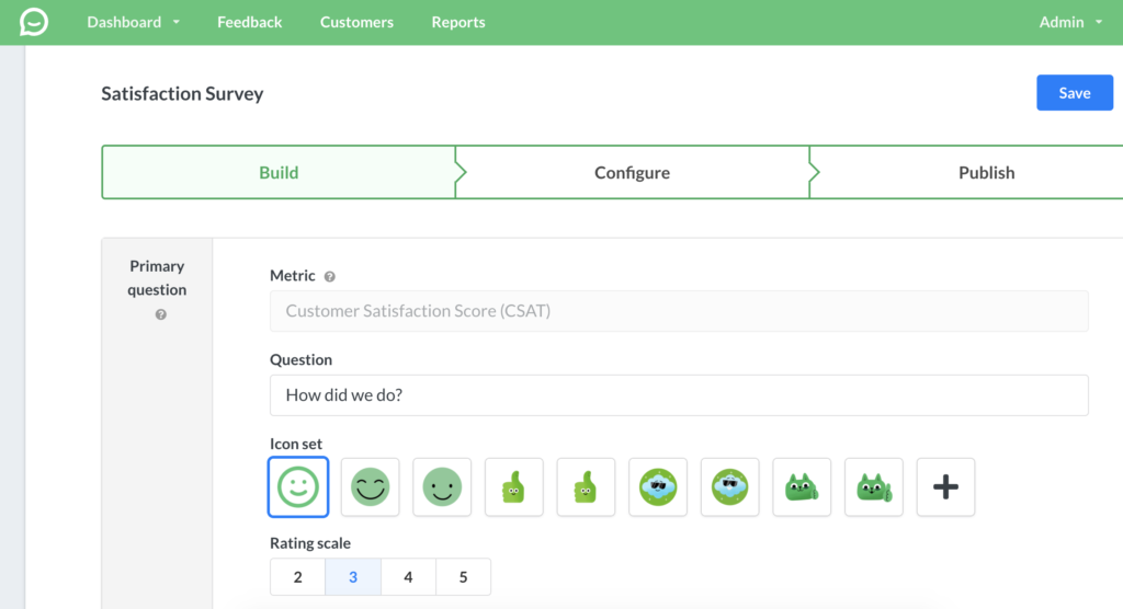 Custom survey creation in Simplesat
