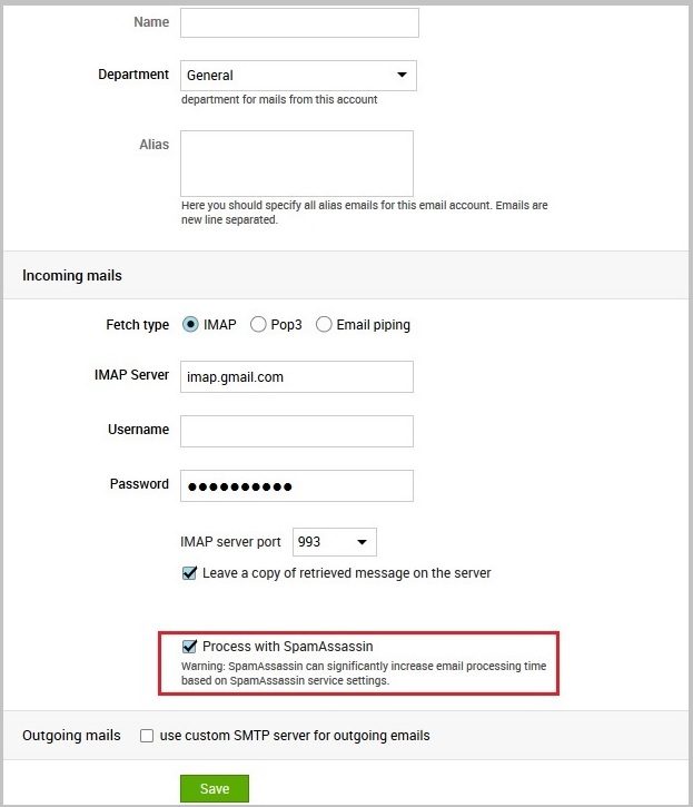 使用 SpamAssassin 处理选项