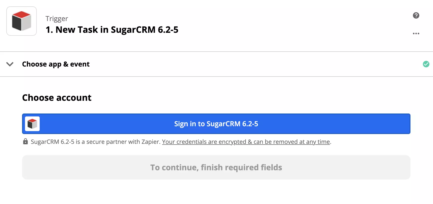 Zapier集成中的SugarCRM触发器设置