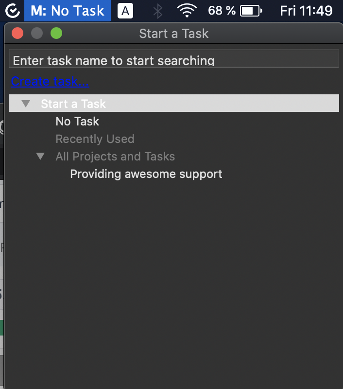 TimeCamp application for Mac operating systems