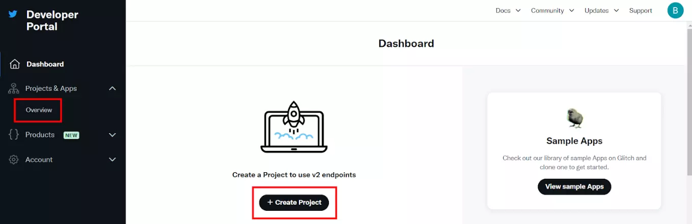 在Twitter (X)开发者门户上创建新项目