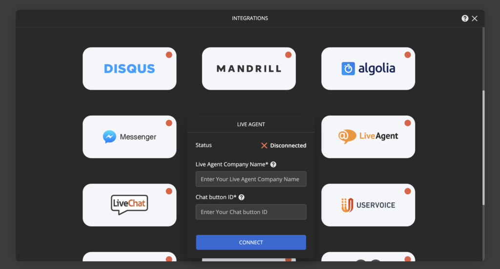 Ucraft LiveAgent集成
