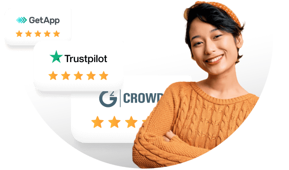 微笑的女性身旁有奖励。