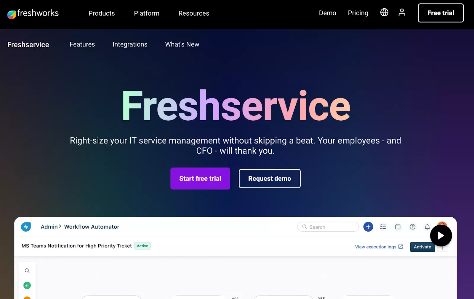 Freshservice IT工单系统首页