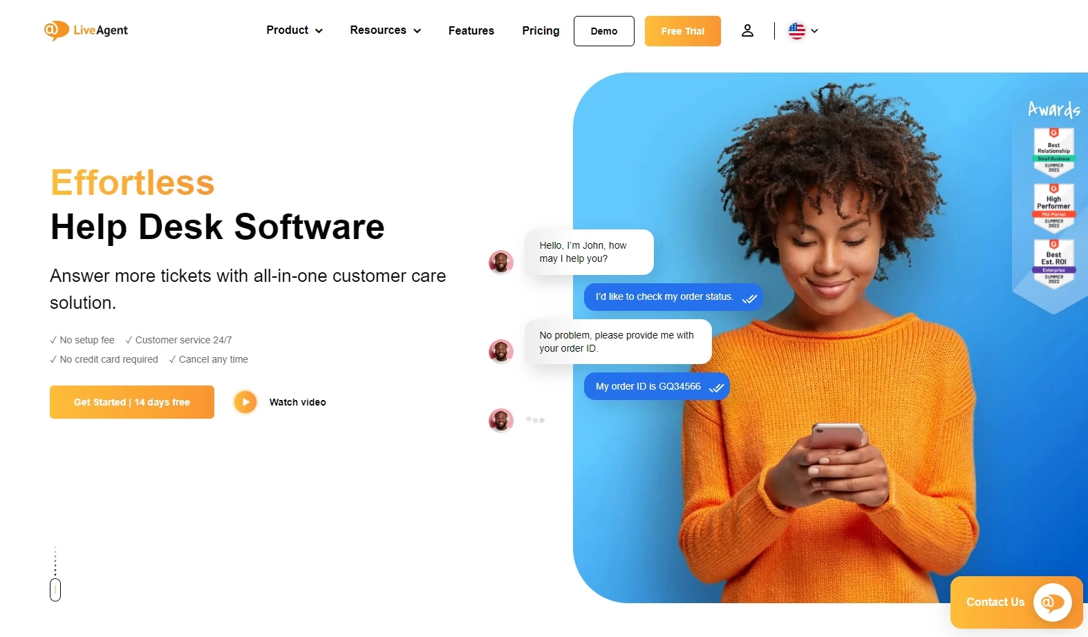 LiveAgent工单软件首页