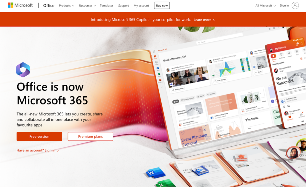 Microsoft 365主页,适用于企业的电子邮件管理软件