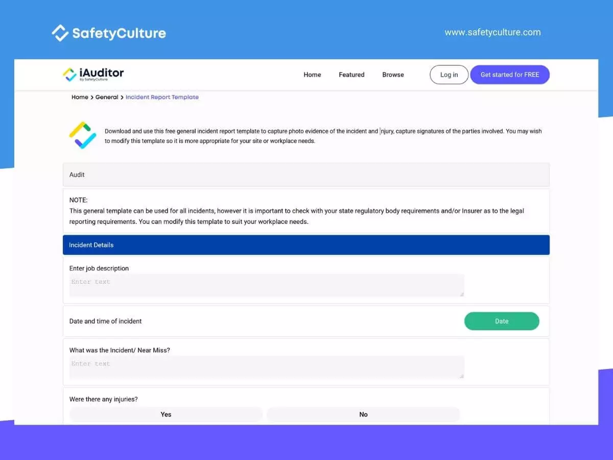 iAuditor提供的事件报告模板