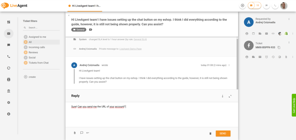 从 LiveAgent 回复 Facebook Messenger 消息