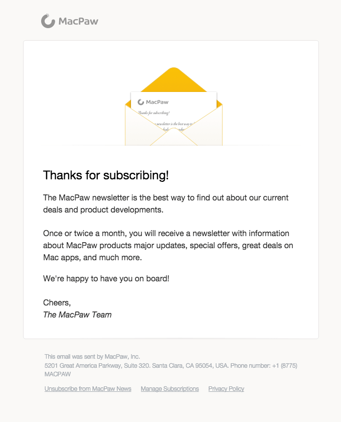 欢迎感谢邮件示例