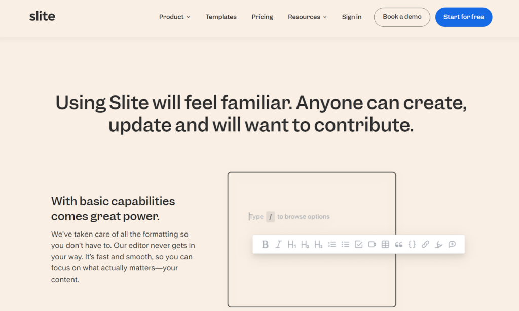 Slite知识库首页