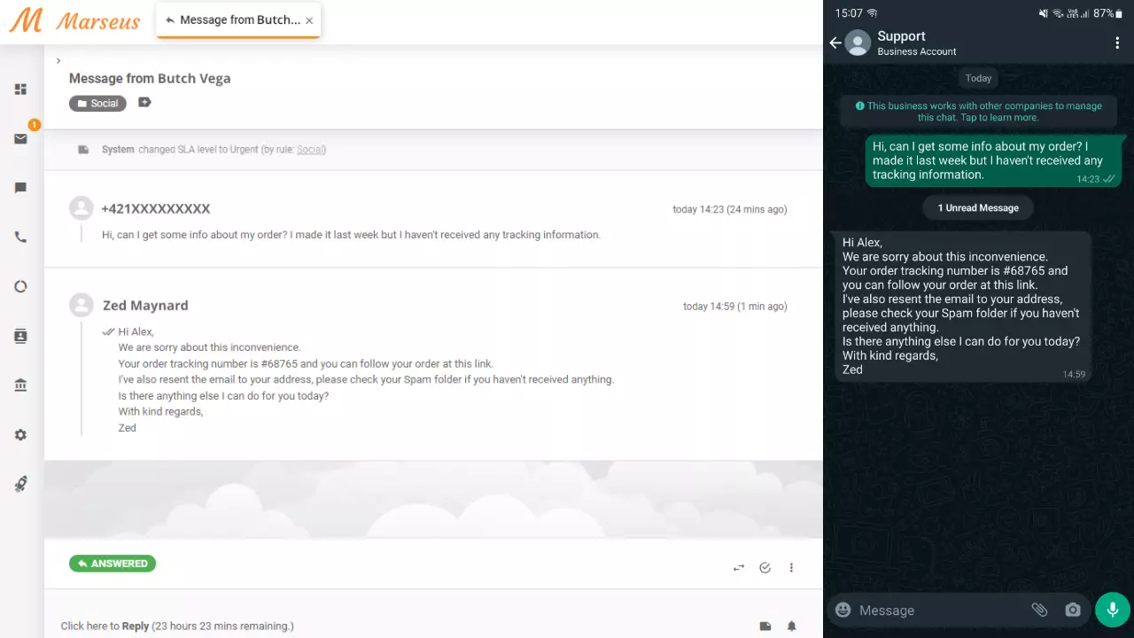 WhatsApp消息在LiveAgent中显示为工单