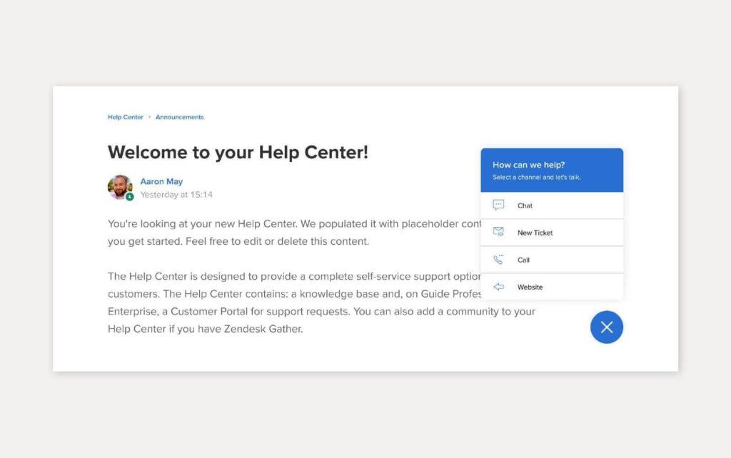 使用Zendesk的知识库解决方案示例
